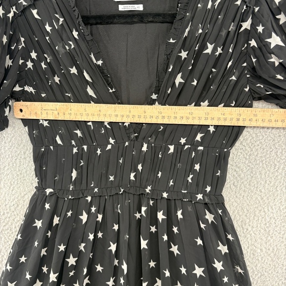Valencia & Vine Star Print Pleated Mini Dress Black White XS Galaxy Celestial - Picture 5 of 14